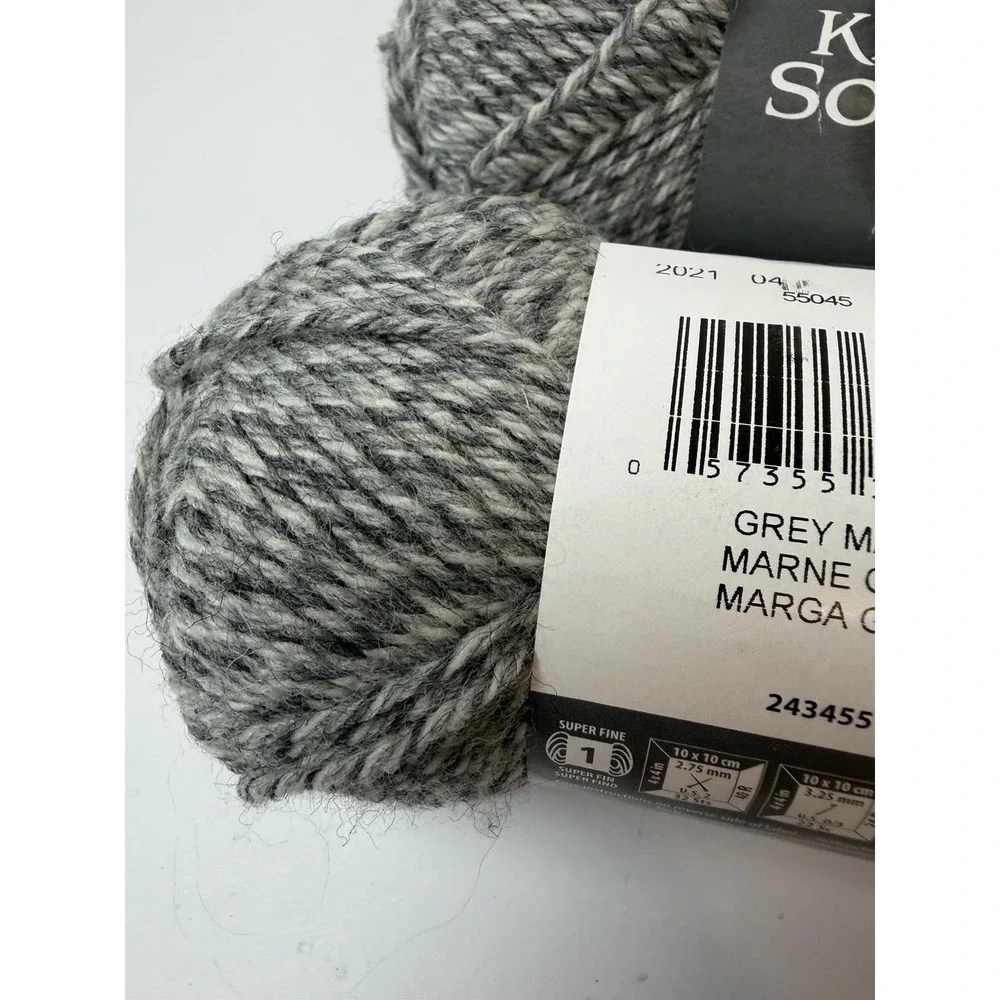 Patons Kroy Socks Yarn Grey Marl 1.75oz‎ 166yd Lot 2